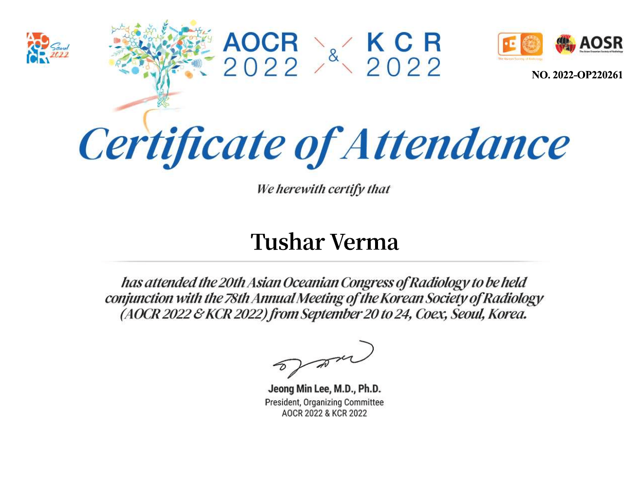 Asian Oceanian Congress of Radiology — Conference attendance