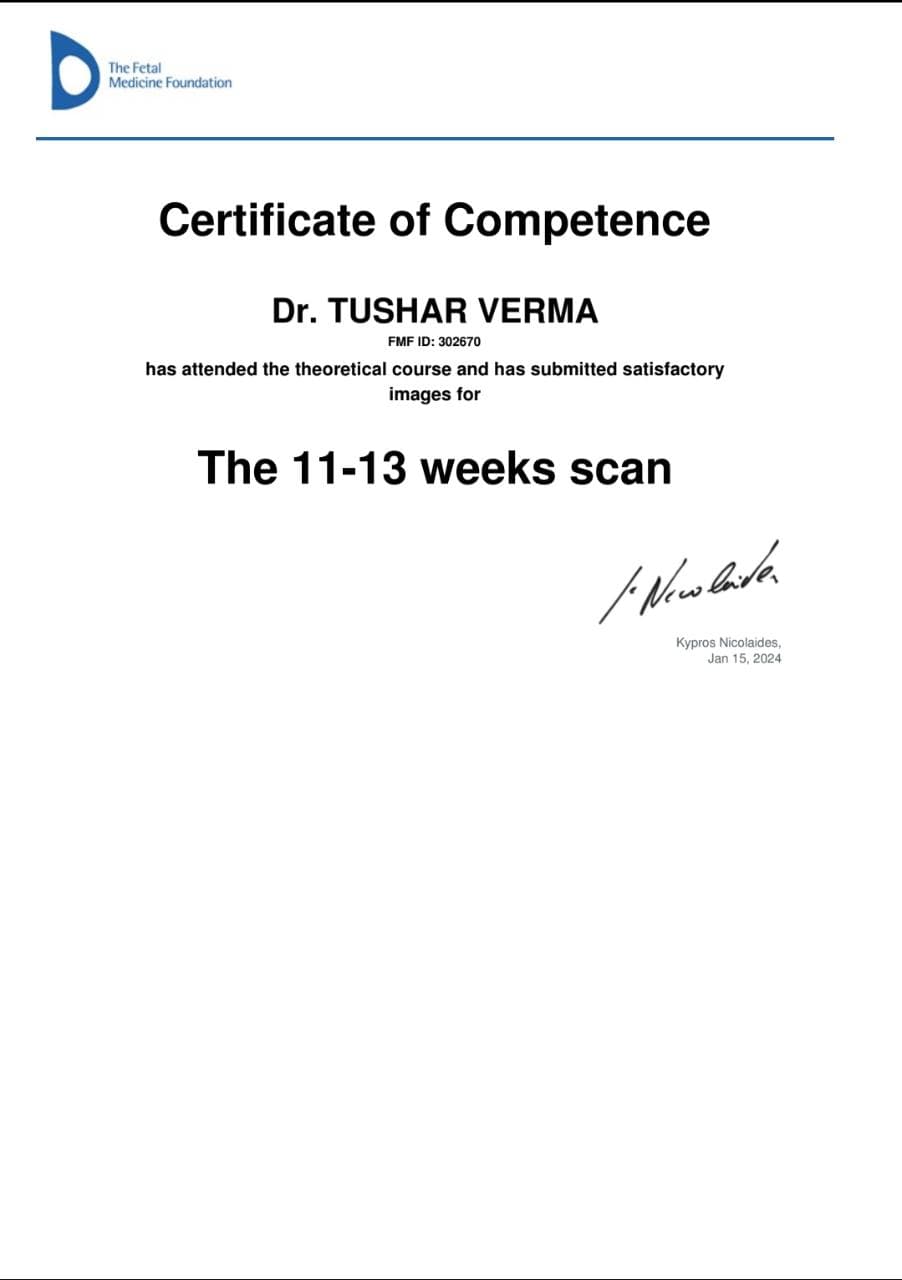 FMF Certificate of Competence: 11–13 Weeks Scan — Certificate of competence