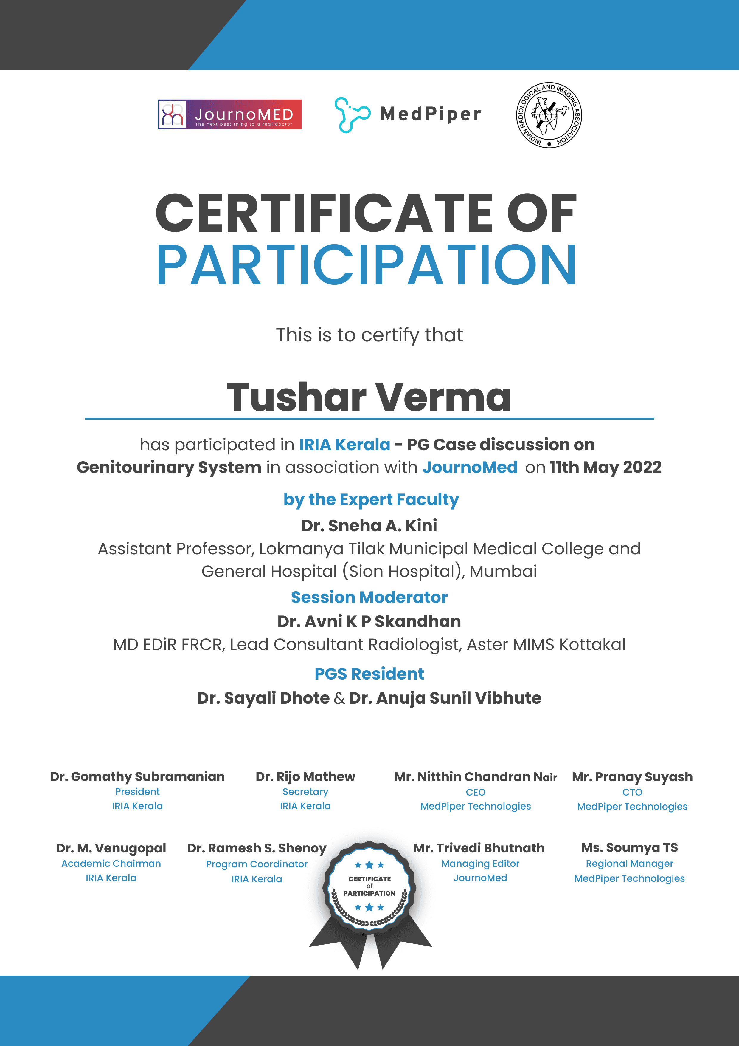 IRIA Kerala PG Case Discussion — Academic participation